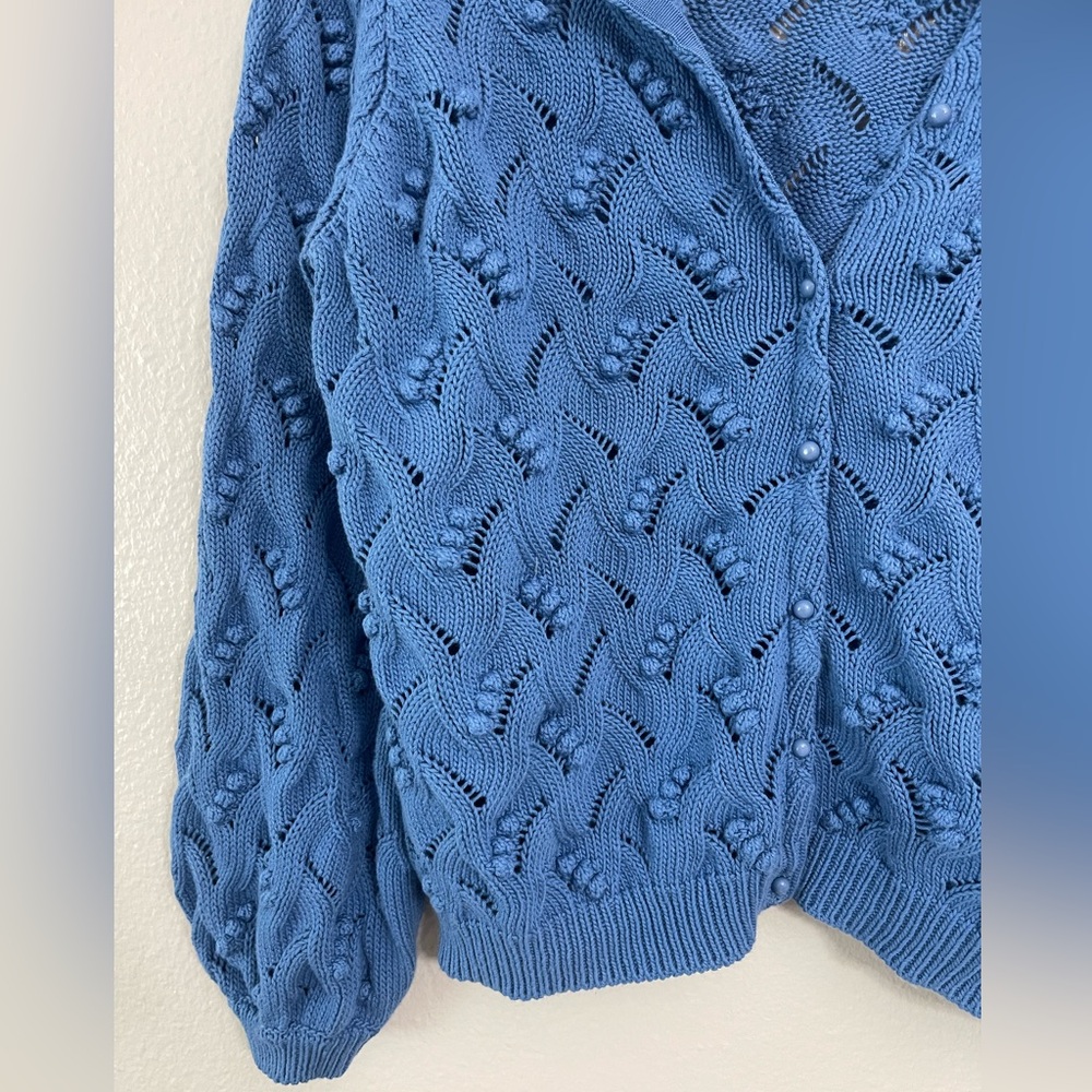 Sezane Blue Textured Knit Cardigan - Picture 4 of 10